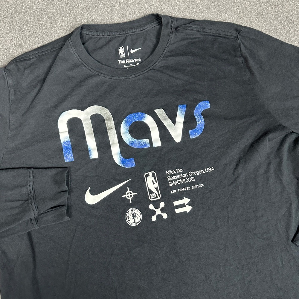 Nike NBA Dallas Mavericks Long Sleeve T-Shirt Mavs City Edition Black Mens XL